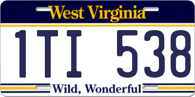 WV license plate 1TI538