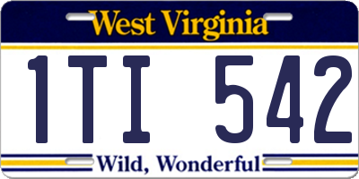 WV license plate 1TI542