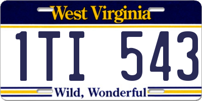 WV license plate 1TI543