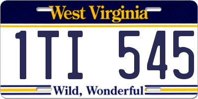 WV license plate 1TI545