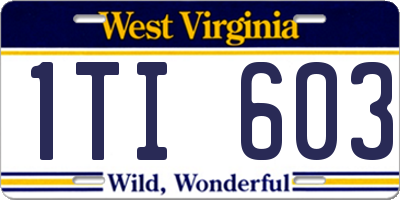 WV license plate 1TI603