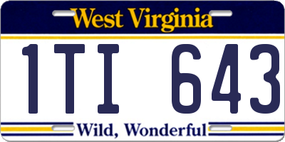 WV license plate 1TI643