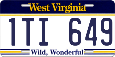 WV license plate 1TI649