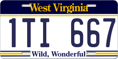 WV license plate 1TI667