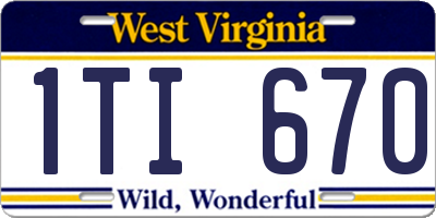 WV license plate 1TI670