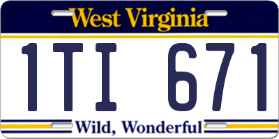 WV license plate 1TI671