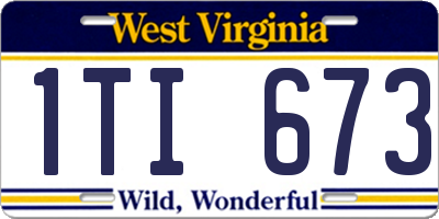WV license plate 1TI673