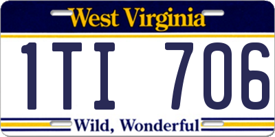 WV license plate 1TI706
