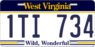 WV license plate 1TI734