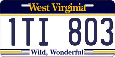 WV license plate 1TI803