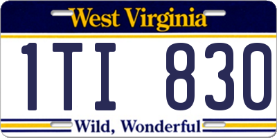 WV license plate 1TI830