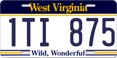 WV license plate 1TI875