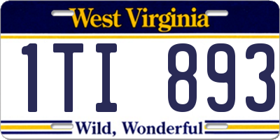 WV license plate 1TI893