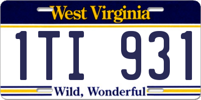 WV license plate 1TI931