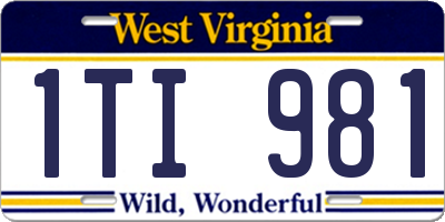 WV license plate 1TI981