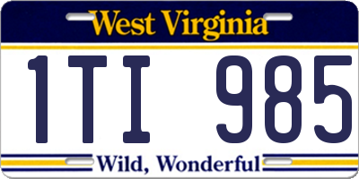 WV license plate 1TI985