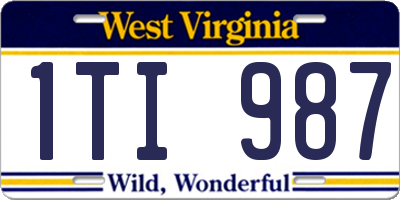 WV license plate 1TI987