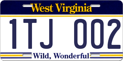 WV license plate 1TJ002