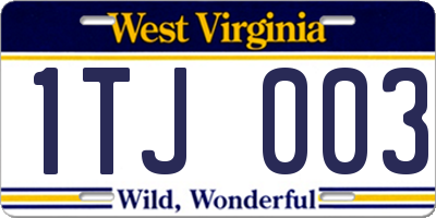 WV license plate 1TJ003