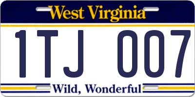 WV license plate 1TJ007
