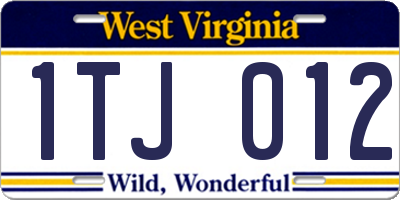 WV license plate 1TJ012