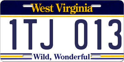 WV license plate 1TJ013