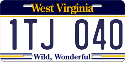 WV license plate 1TJ040