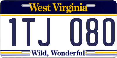 WV license plate 1TJ080