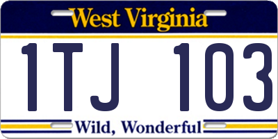 WV license plate 1TJ103
