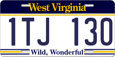 WV license plate 1TJ130