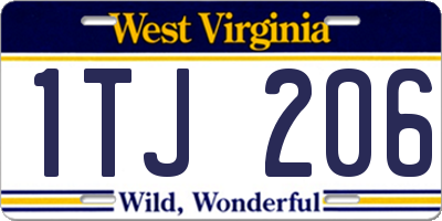 WV license plate 1TJ206