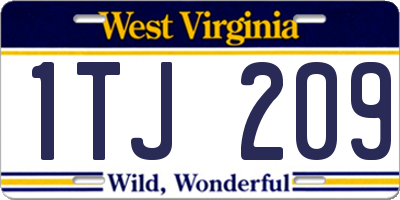 WV license plate 1TJ209