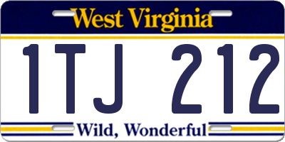 WV license plate 1TJ212