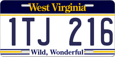 WV license plate 1TJ216