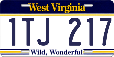 WV license plate 1TJ217