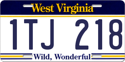 WV license plate 1TJ218