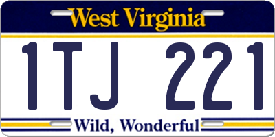 WV license plate 1TJ221