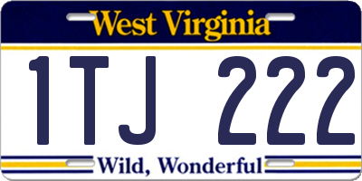 WV license plate 1TJ222