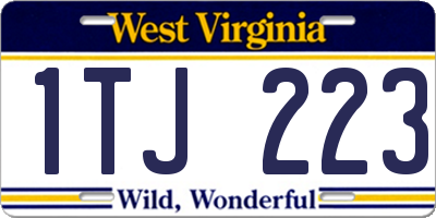 WV license plate 1TJ223