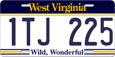 WV license plate 1TJ225