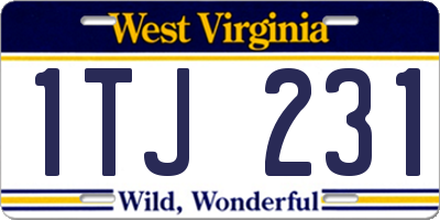 WV license plate 1TJ231