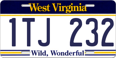 WV license plate 1TJ232