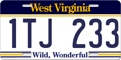 WV license plate 1TJ233