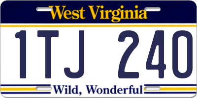 WV license plate 1TJ240