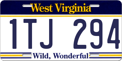 WV license plate 1TJ294