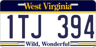 WV license plate 1TJ394