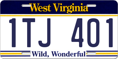 WV license plate 1TJ401
