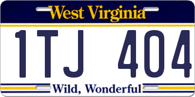 WV license plate 1TJ404