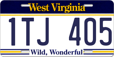 WV license plate 1TJ405