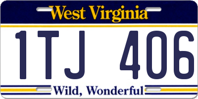 WV license plate 1TJ406